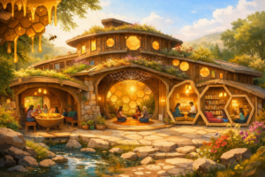 Fantasyhaus der Onlinecommunity Tacheles mit Honig im Bienen- und Wabenstyle