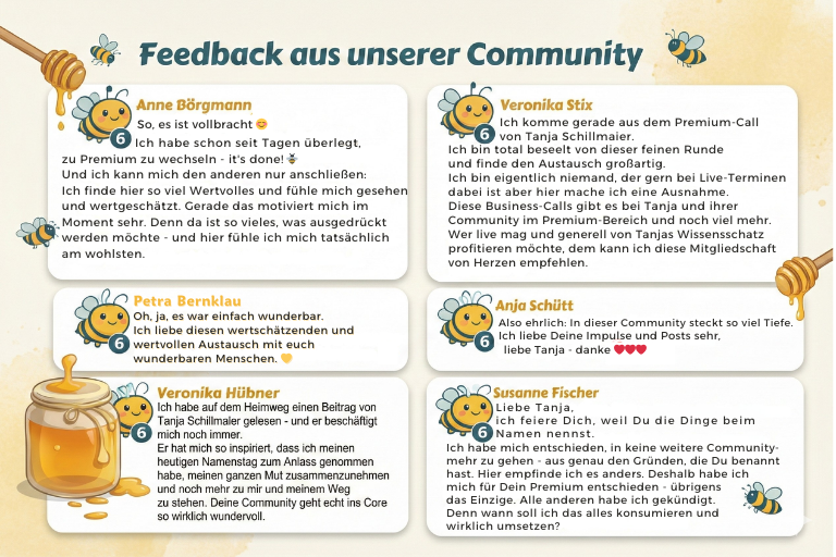 Rückmeldungen von sechs Gruppenmitgliedern