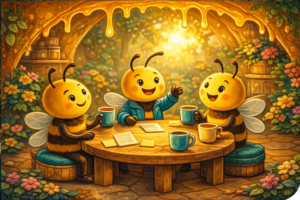 mehrere treffen sich an einem Tisch als Symbol für Onlinetreffen