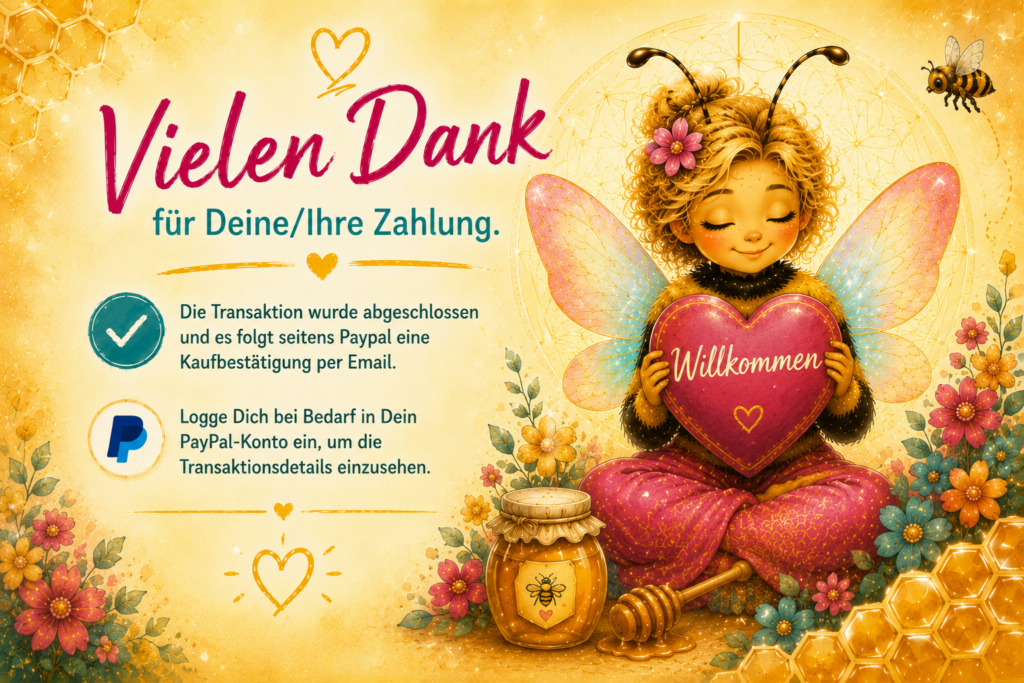 Biene mit Danke-Herz für die erhaltene Zahlung