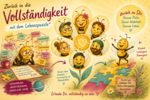 Kontaktnirvana dargestellt durch vermenschlichte Bienen